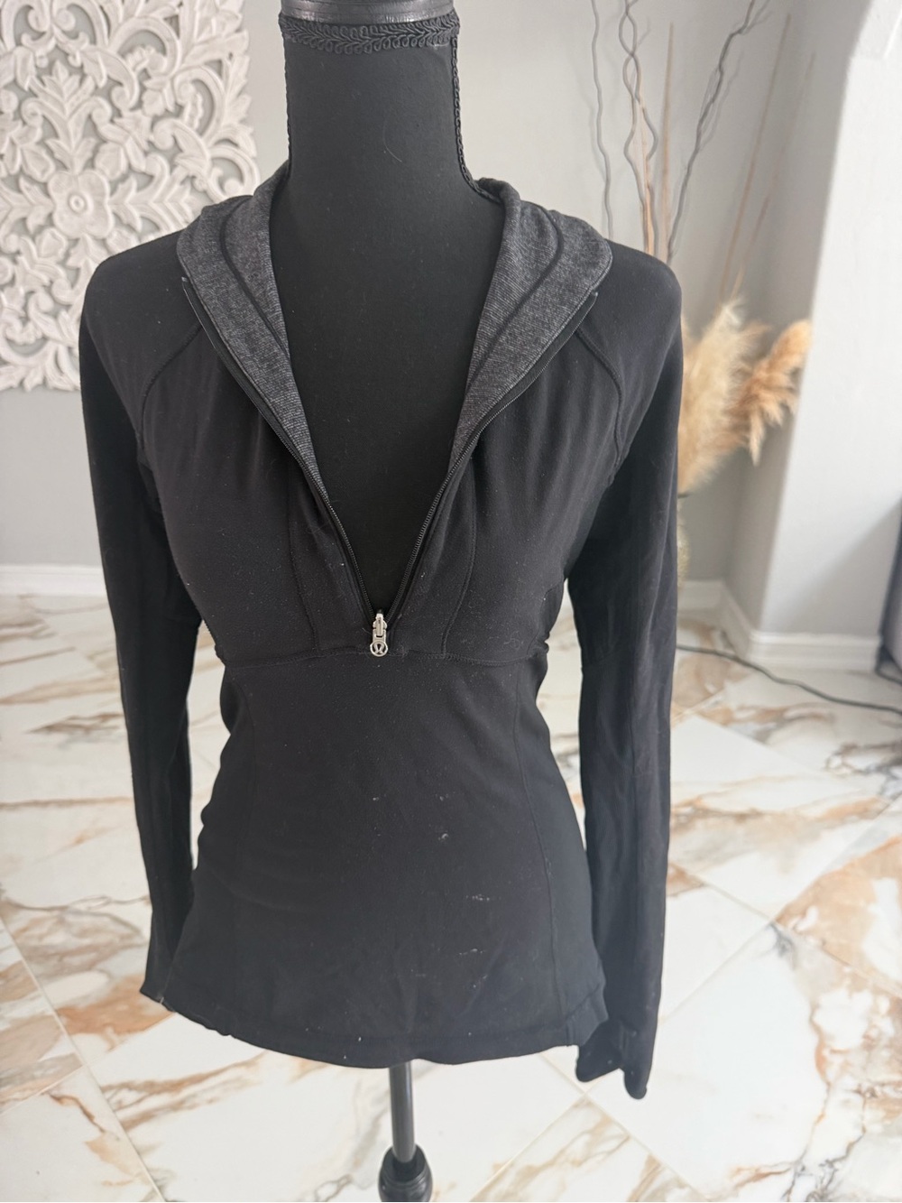 lululemon athletica Black Hooded Half-Zip Pullover
